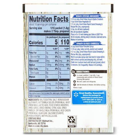 35 Hidden Valley Ranch Packet Nutrition Label Labels Database 2020