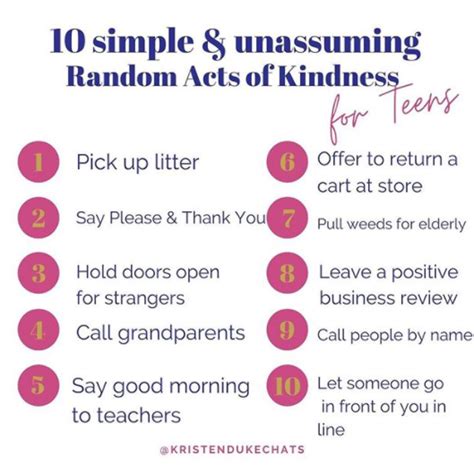 random acts of kindness for teens