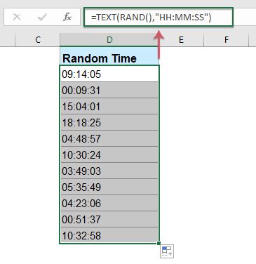 Random Time Excel