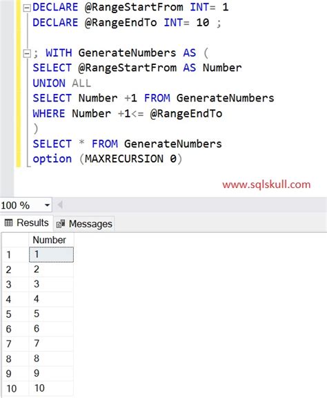 Range Between Two Numbers Sql