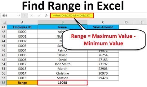 Range Formula In Excel Data