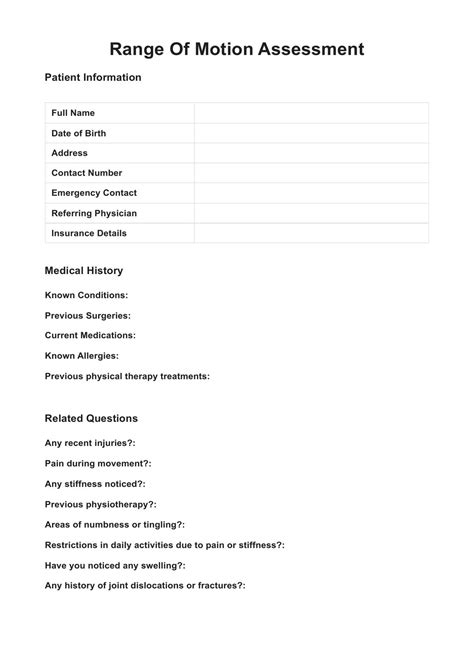 Range Of Motion Documentation