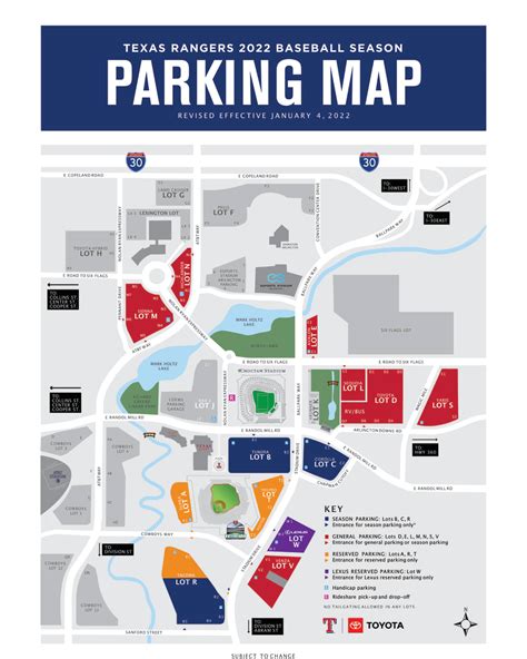 rangers baseball parking map