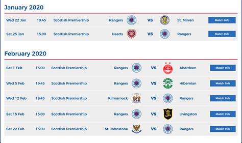 rangers fc champions league fixtures