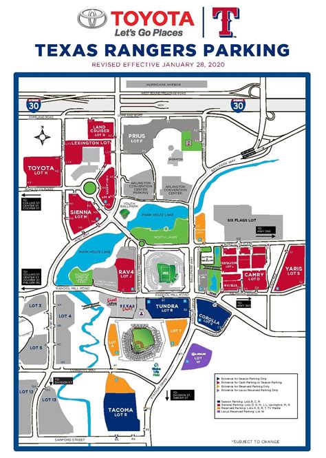 rangers stadium parking lot map