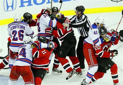 rangers vs devils hockey fight