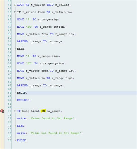 ranges in sap abap