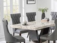 Raphael 200cm Brown Pedestal Marble Dining Table with Alpine Chairs
