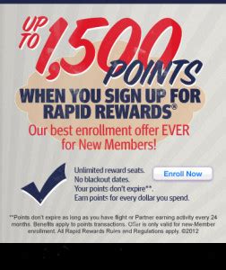 rapid rewards enrollment promo code 2023