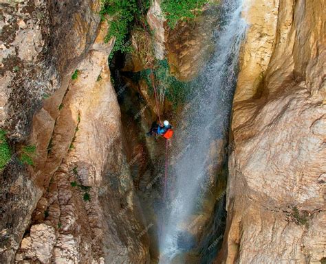 rappelling down waterfalls