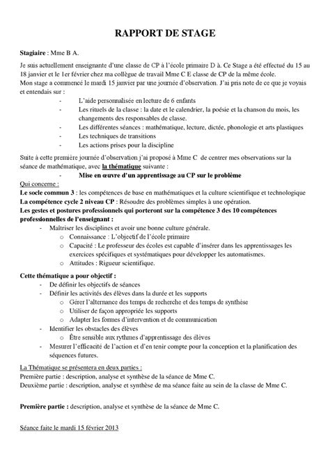 Exemple De Rapport De Stage D'observation 3Ã¨me Pdf Financial Report