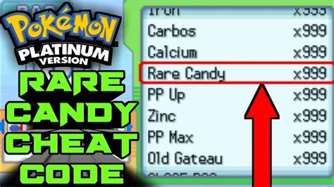 rare candies cheat pokemon platinum nds