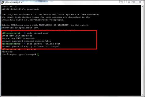 Hello Raspberry Pi Set password of root