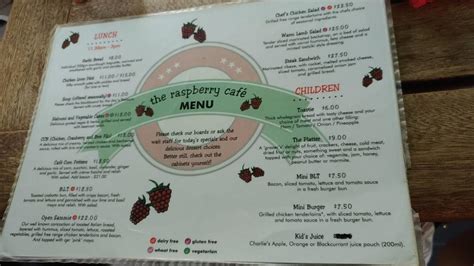 Raspberry Cafe Brunch Menu