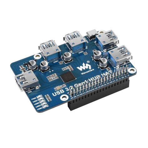 Raspberry Pi 7Port Stackable USB3.0 Hub & Power Supply X180 USB Hub for Raspberry Pi 4 Model B