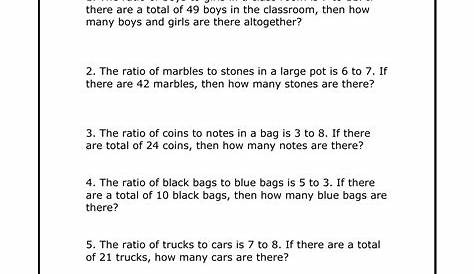 Ratio Table Word Problems Worksheet