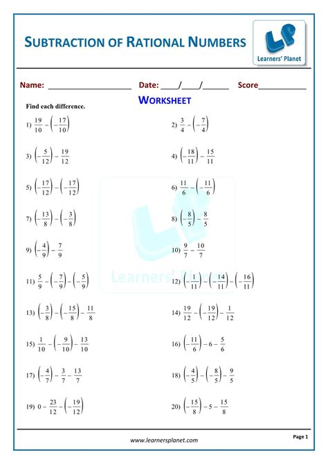 rational numbers worksheet grade 8 pdf