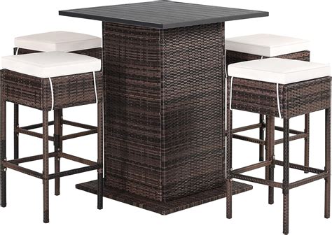 Rattan Bar Stools And Table Set