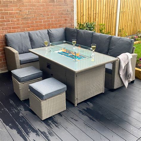 Rattan Dining Set Grey