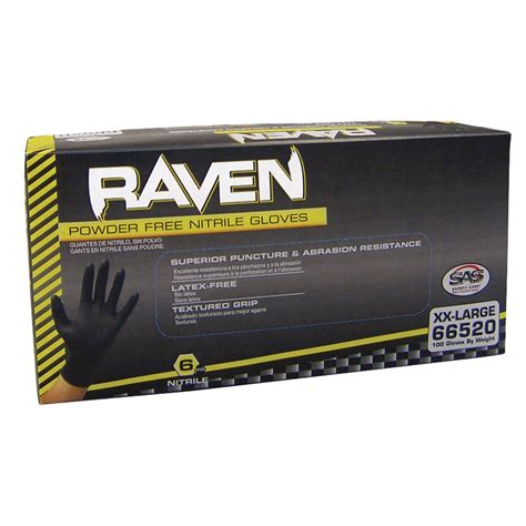 raven powder free black nitrile gloves