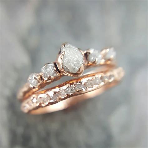 raw cut crystal engagement rings