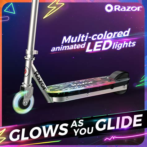 razor color rave light up electric scooter