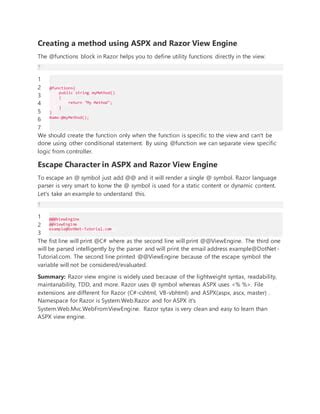 Razor Define Function
