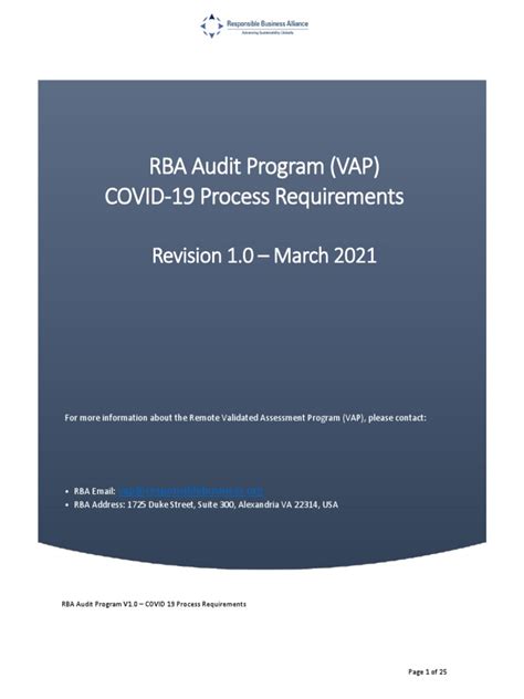 rba audit requirements