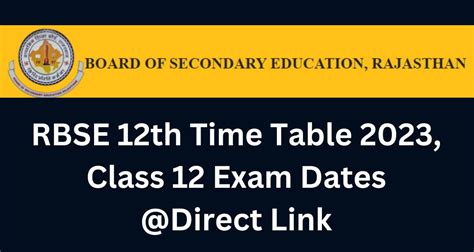 rbse 12th time table 2023