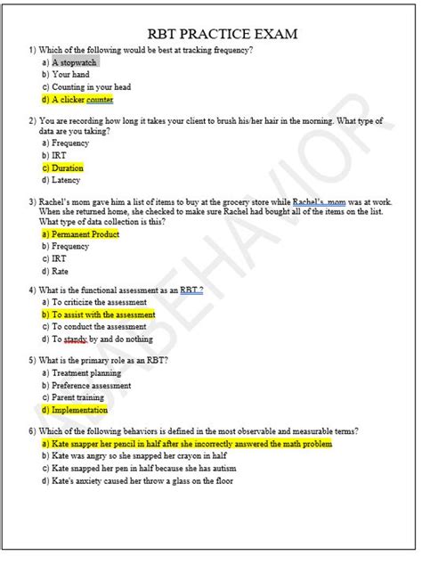 rbt mock exam pdf