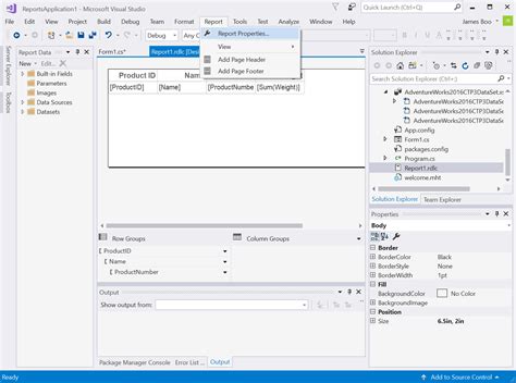 rdlc custom code example c#