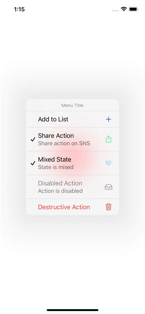 React Native Menu Example