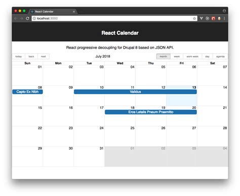 React-Big-Calendar Events Example