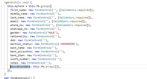 reactive forms formarray validation in stackblitz angular 12