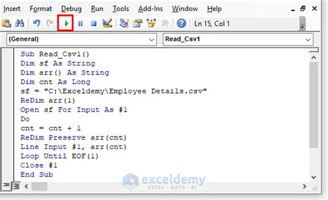 read csv file excel vba