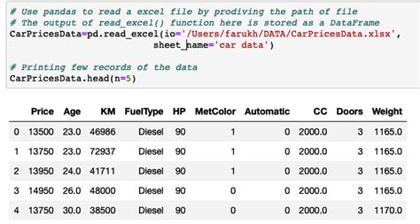 read excel function python