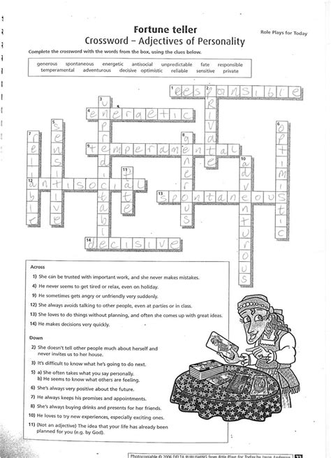 Reader Fortune Teller Type Crossword