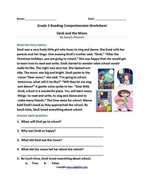 Reading Comprehension 2Nd Grade Worksheet