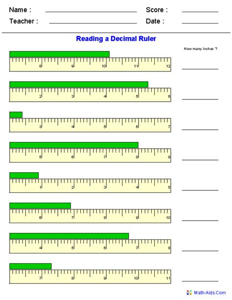 reading a metric ruler worksheet answers