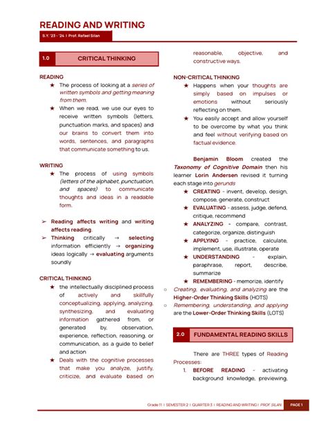 Reading And Writing Grade 11 Scribd