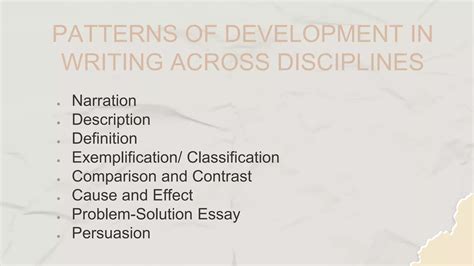 Reading And Writing Patterns Of Development In Writing Across Disciplines