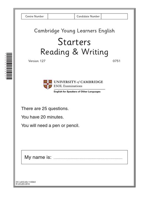 Reading And Writing Sample Paper