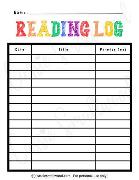 Reading Log 1St Grade Pdf