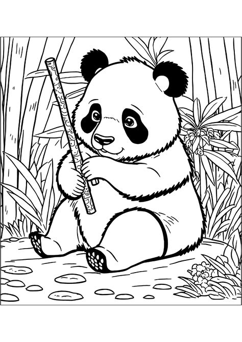 Reading Panda Coloring Pages
