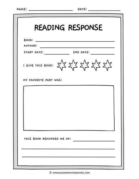 Reading Response Printables For Third Grade