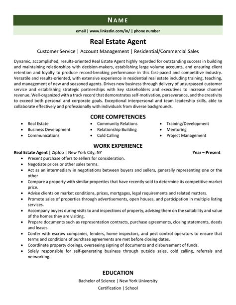Real Estate Agent Resume Example & Writing Tips for 2021