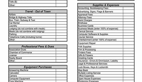 Real Estate Agent Tax Deductions Worksheet 2021