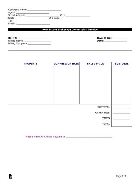 Real Estate Commission Invoice Template Nisfornevey Blog