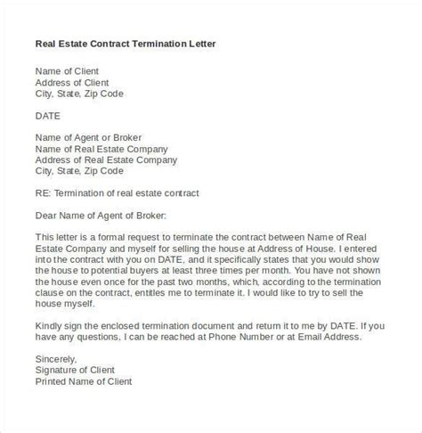 Real Estate Contract Termination Letter 5 Best Samples