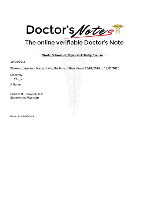 Free Fake Doctors Note Template Business